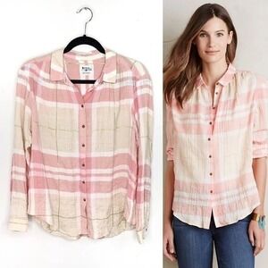 Anthropologie Holding Horses Plaid‎ Button-Up Accents Relaxed Fit Size 4 q2
